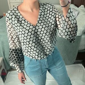 Calvin Klein Polka Dot V-Neck Women's Top